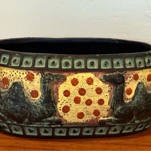 Handcrafted‎ Wooden Art Trinket with Camel & Elephants Design 6”x3”